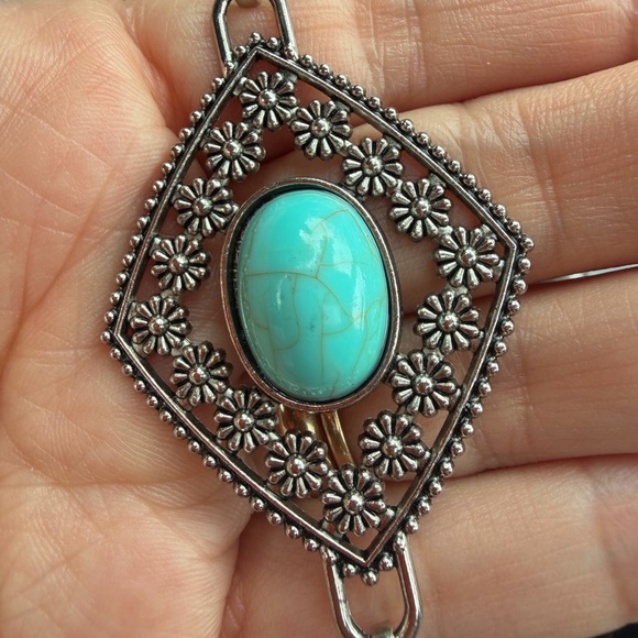 Silver Turquoise Western Boho Chain Belt